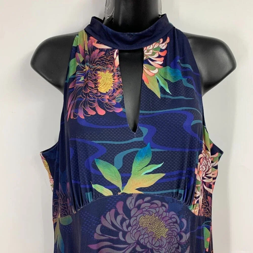 Monsoon Women's Floral Mock Plunge Neck Maxi Dress Size 12 - Picture 4 of 16
